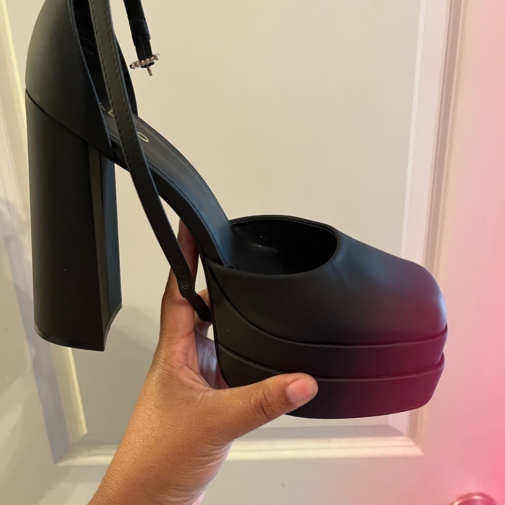 Also Black Satin Platform Pump - image 2